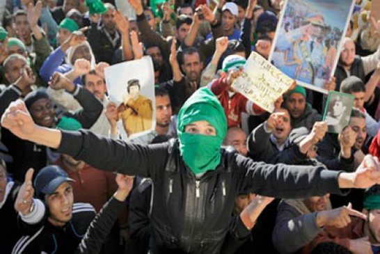 أول مظاهرة لأنصار القذافي في مهد الثورة
