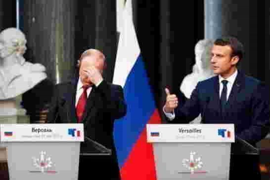 ماكرون يلوح برد فوري امام فلاديمير بوتين اذا استخدمت دمشق أسلحة كيمياوية