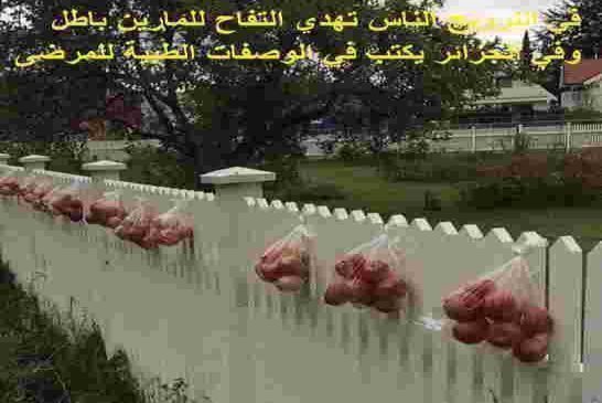 في النرويج الناس تهدي التفاح للمارين باطل وفي الجزائر يكتب في الوصفات الطبية للمرضى