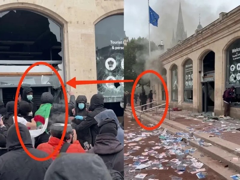 شريط فيديو يوثق عصابة جزائرية تقود أعمال تخريب بمكتب السياحة بمدينة ليون الفرنسية